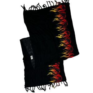 Bahama Mama Black Flame Printed Beach Wrap or Lightweight Scarf Cover Up 56"